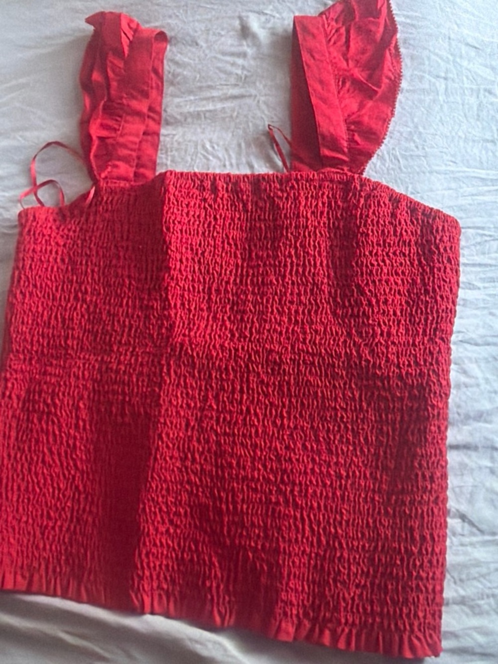 Old Navy Red Smocked Ruffle Strap Tank